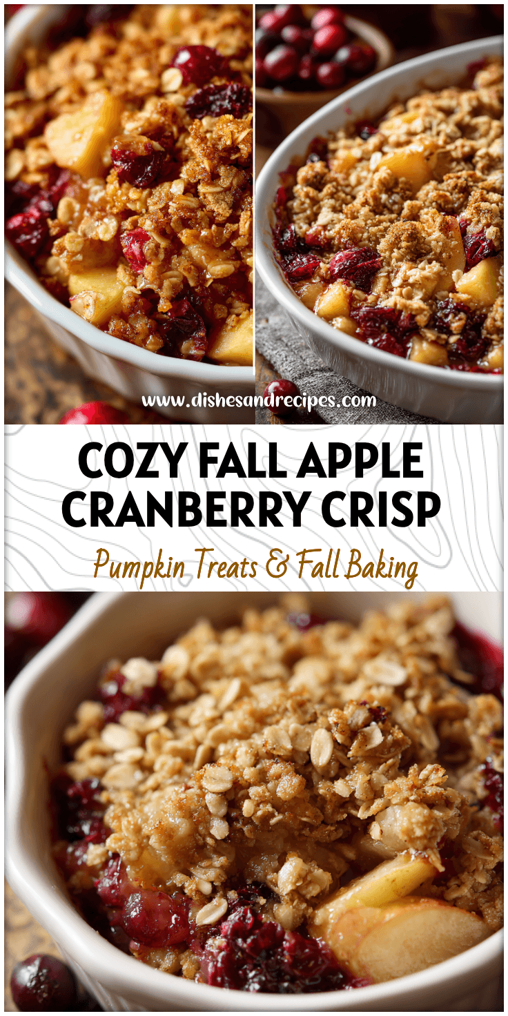 Baked Apple Cranberry Crisp served warm with golden oat topping and hints of tart cranberries.
